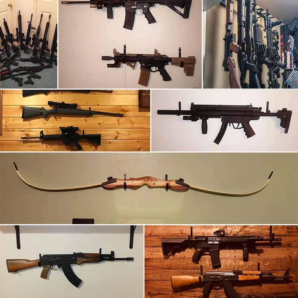 2024 Gun Rack Gun Racks Storage Rifles Shotgun Hooks Wall Mount Hangers for Any Rifles Shotguns Archery Bow with Soft Padding