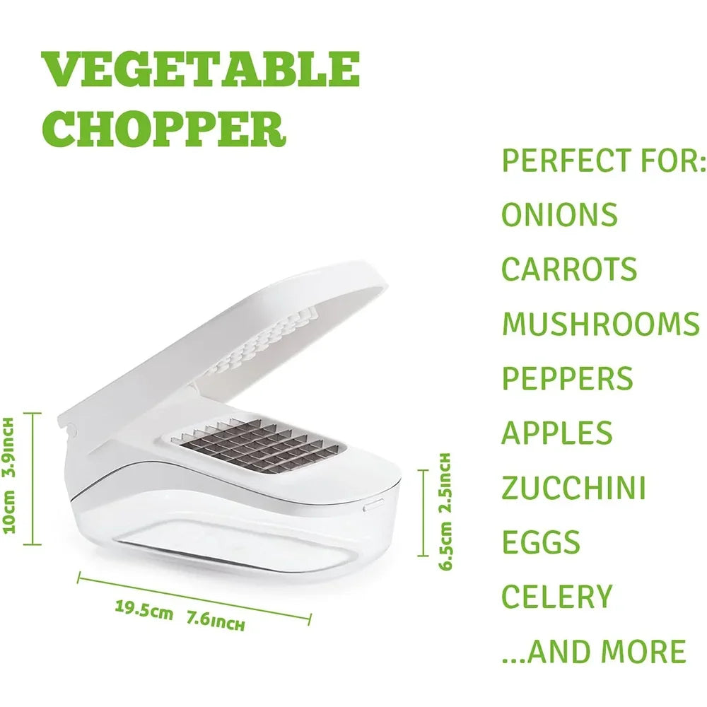 Vegetable Chopper with Storage Container Onion Fruit Dicer Chopper Easy Pour Opening Stainless Steel Blades Kitchen Accessories