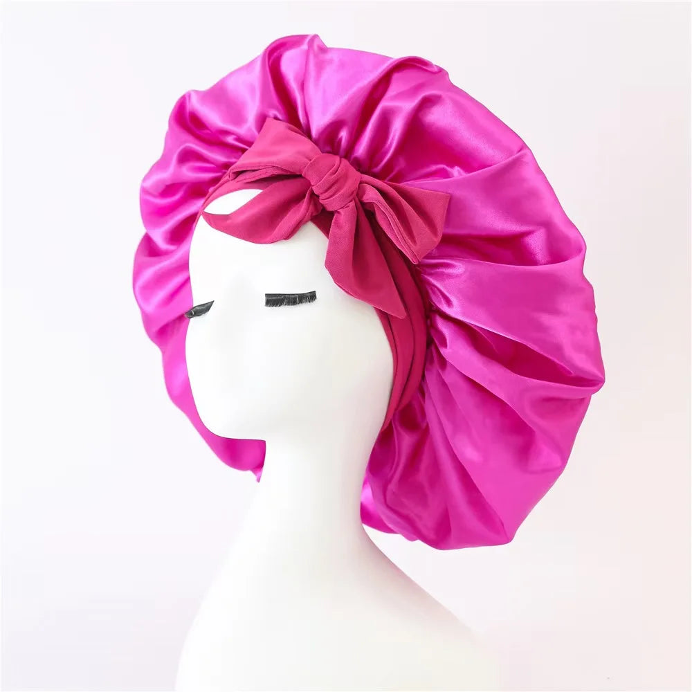 Satin Bonnet Silk Bonnet Adjustable Bonne For Sleeping Hair Bonnet With Tie Band Bonnets For Women Men