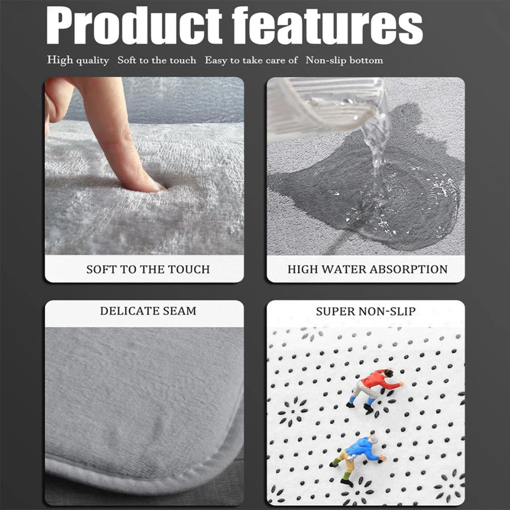 Bathroom Three-Piece Set: Non-Slip Toilet Seat Cover + Floor Mat + U-Shaped Mat, Red Rose Gold Glitter Pattern Bathroom Decoration Set