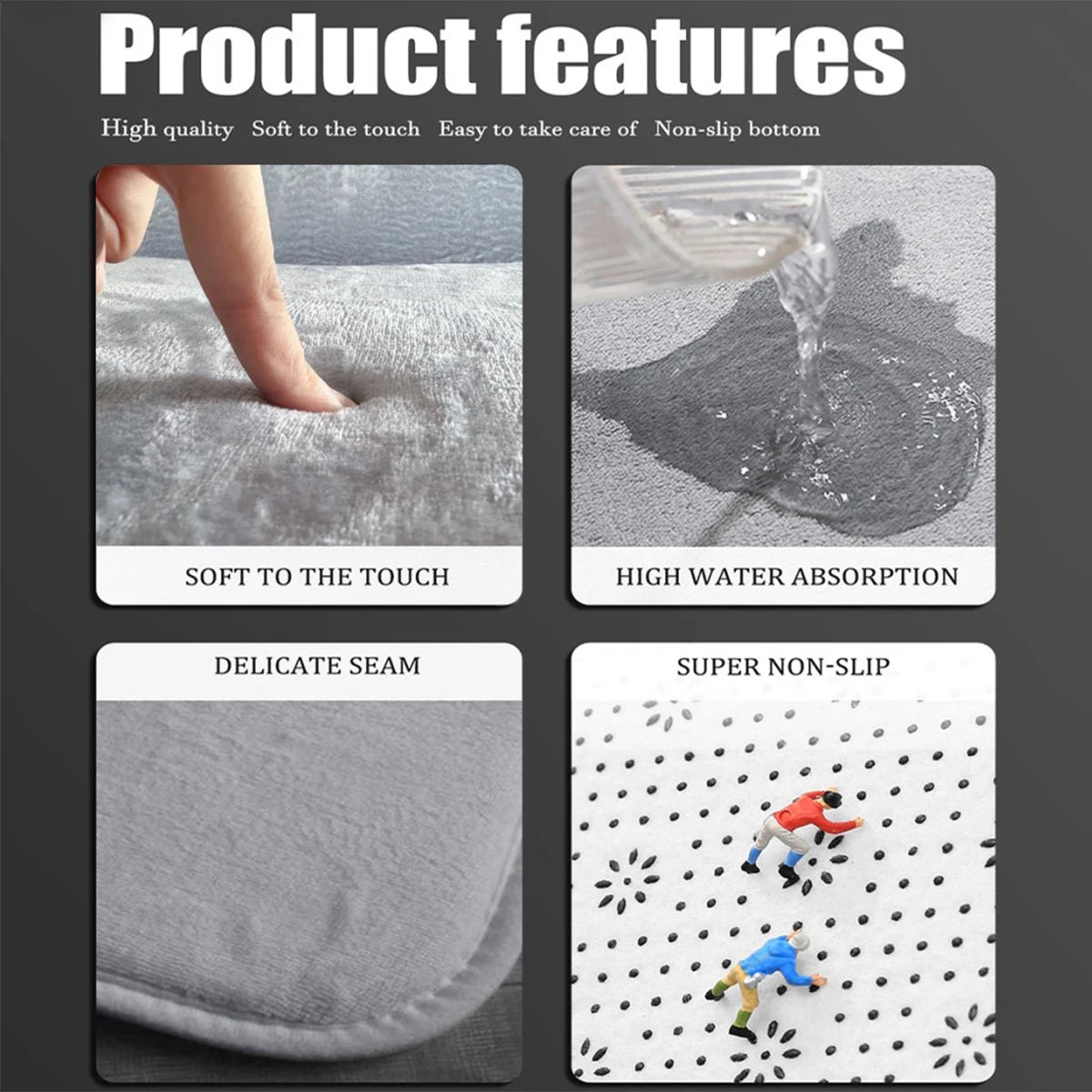 Bathroom Three-Piece Set: Non-Slip Toilet Seat Cover + Floor Mat + U-Shaped Mat, Red Rose Gold Glitter Pattern Bathroom Decoration Set