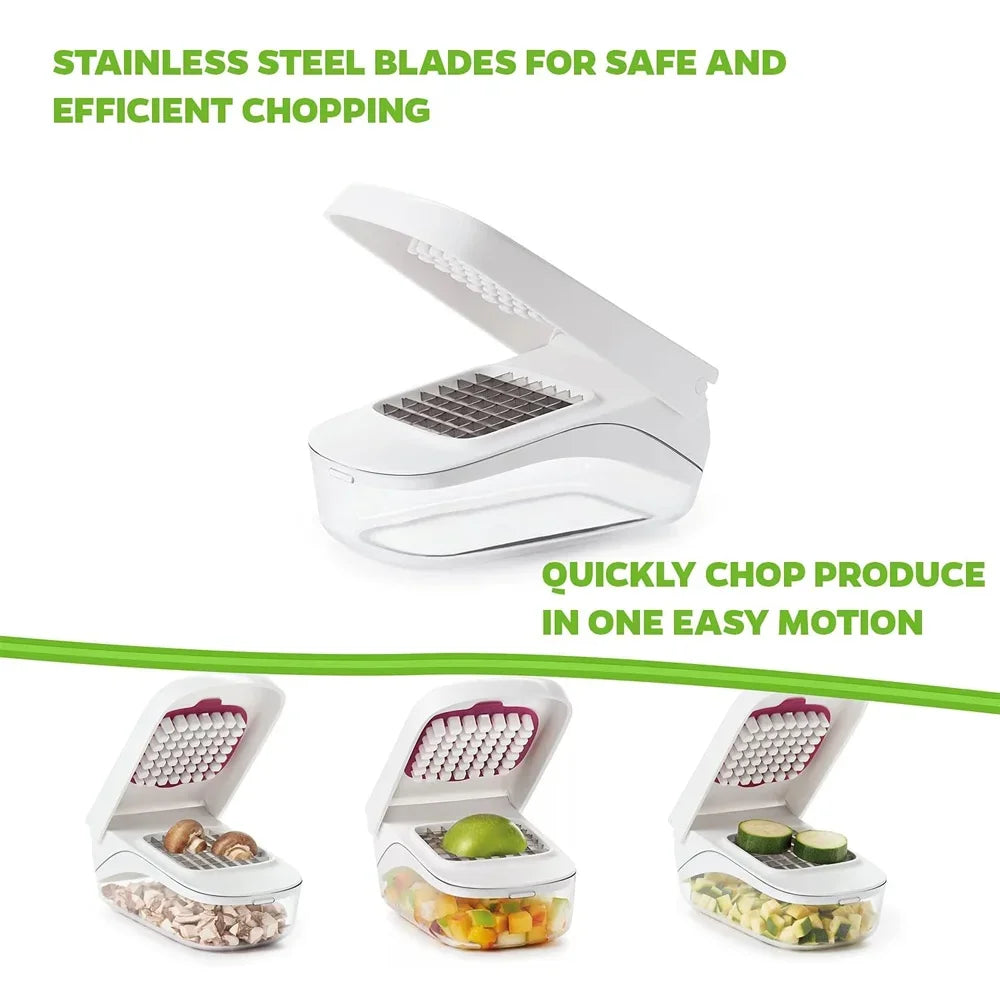 Vegetable Chopper with Storage Container Onion Fruit Dicer Chopper Easy Pour Opening Stainless Steel Blades Kitchen Accessories