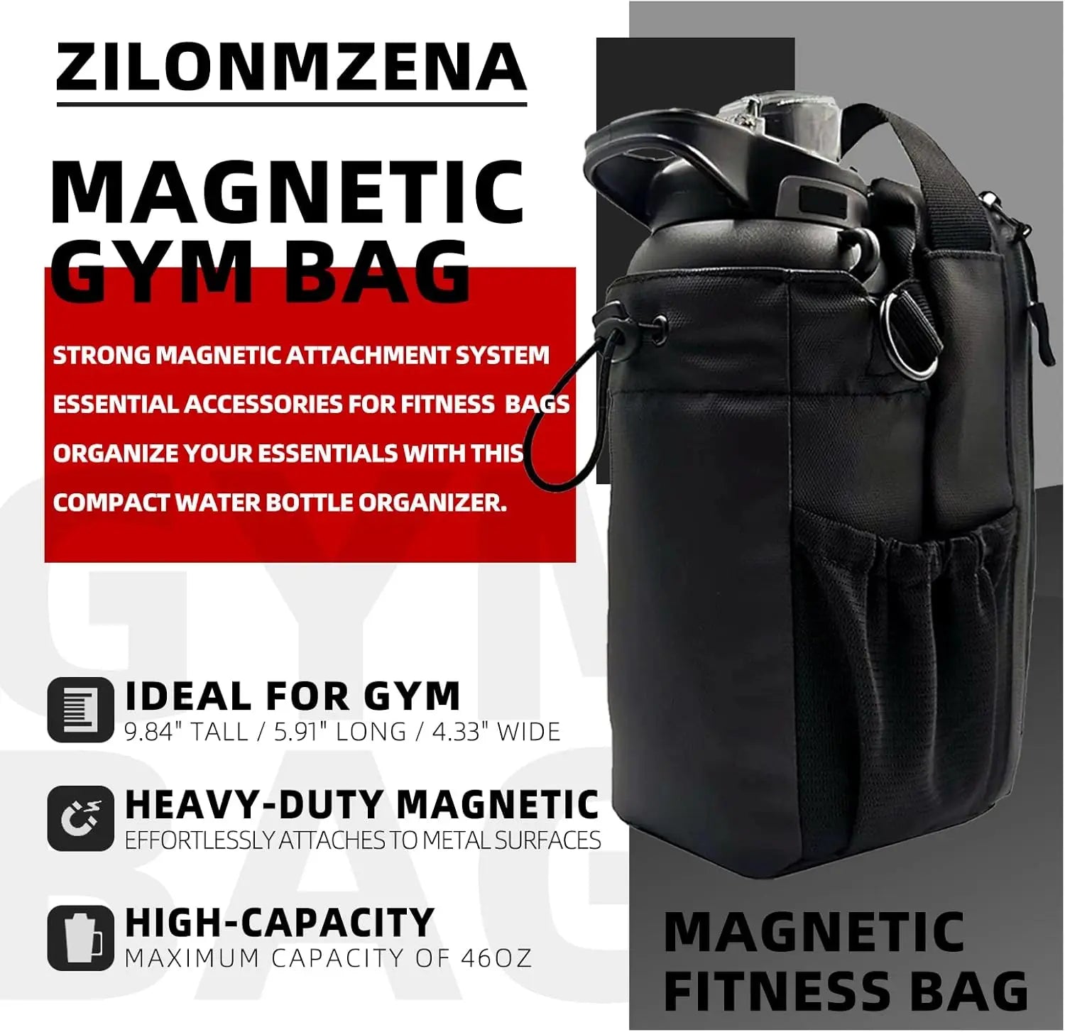 HOT!!! Magnetic Gym Cycling Water Bottle Bag -Unisex Magnetic Gym mountain Bag, Holds Gym Water Bottles with Strap, 9.84" Tall