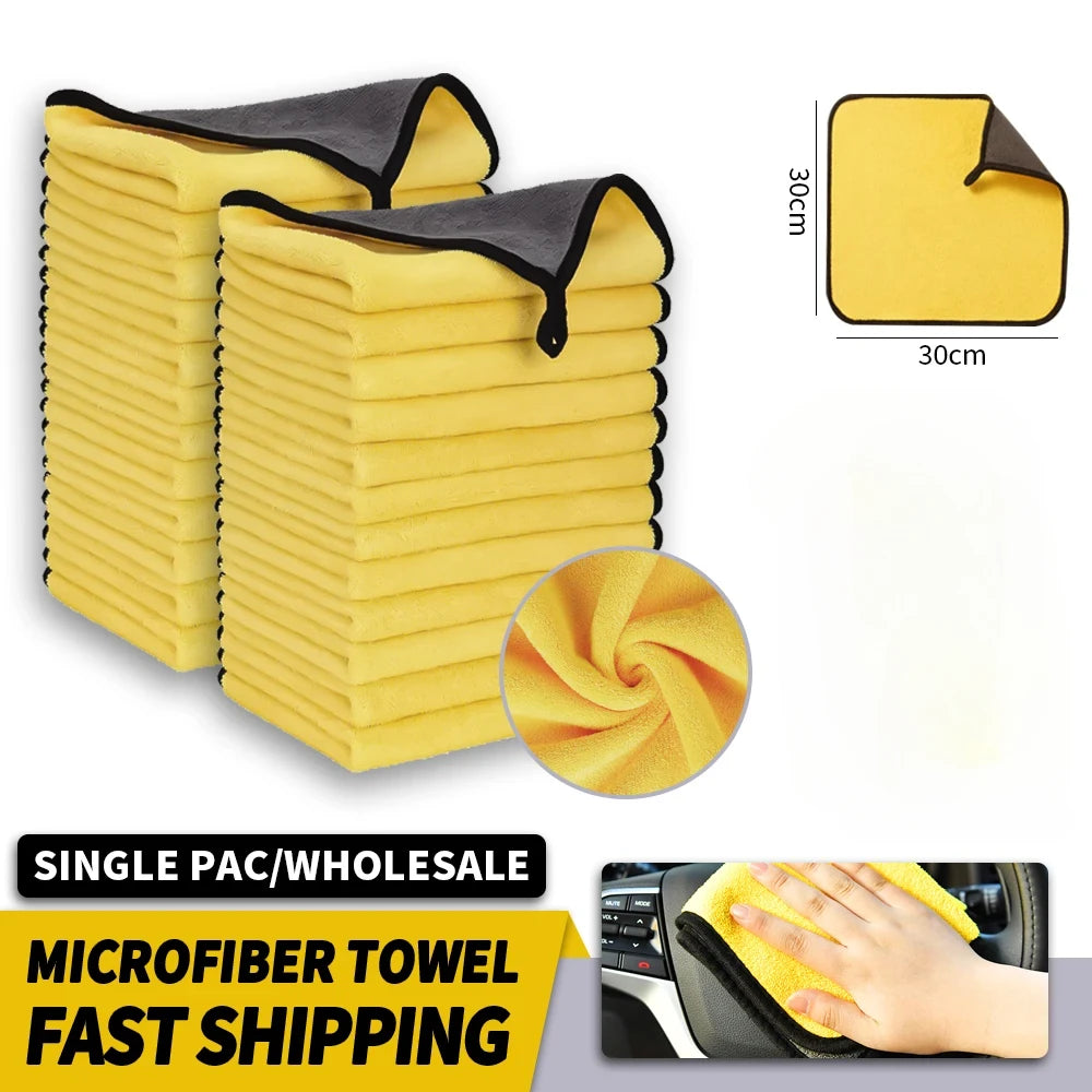 5/10Pcs Car Wash Microfiber Towel 30*60CM / 30*60cm Car Cleaning Drying Cloth  Care Cloth Car Wash Towel  Kitchen Towel